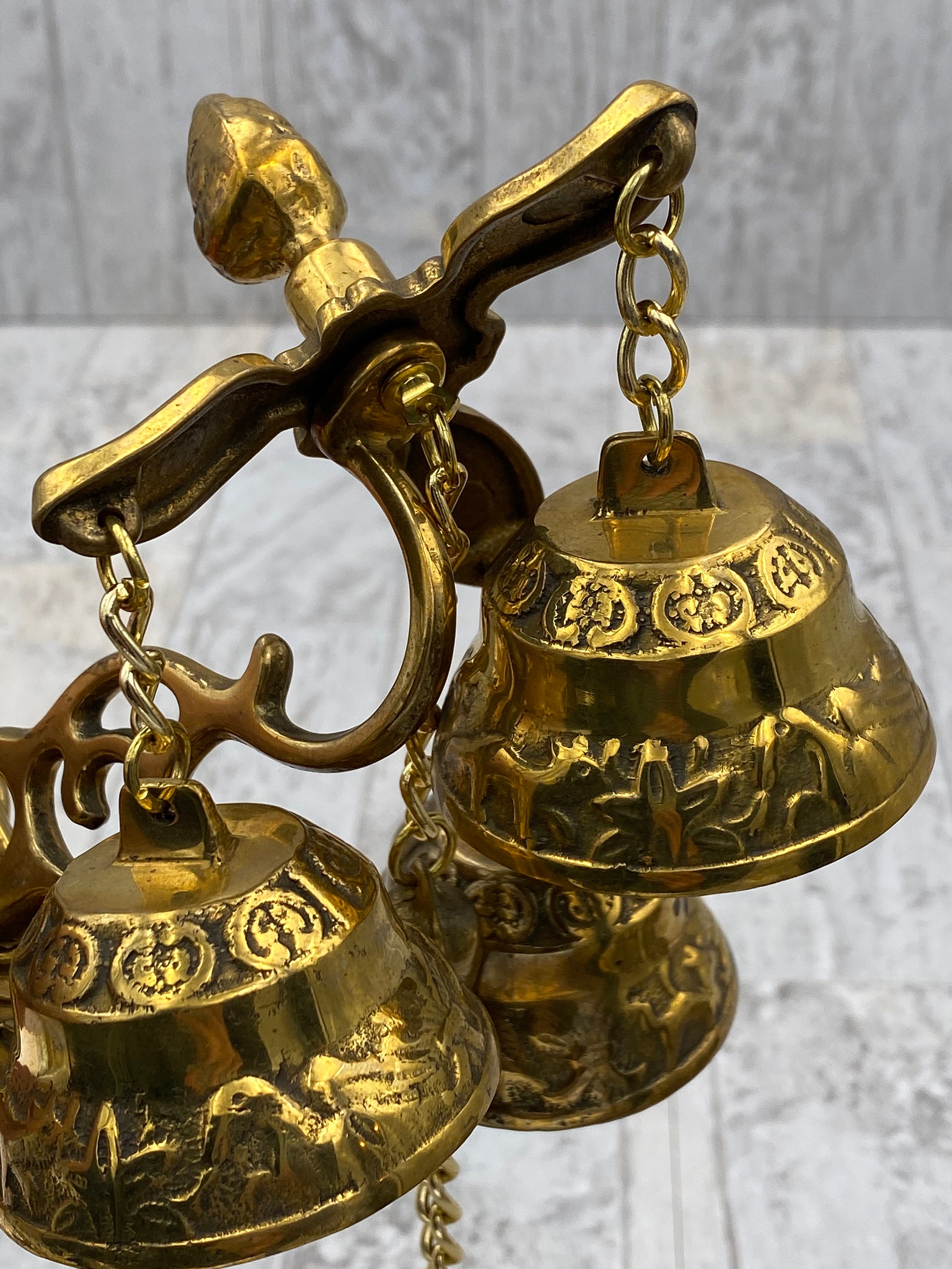 Vintage Solid Brass Door Bell, Ornamental Gate Bell, Reclaimed Hardware