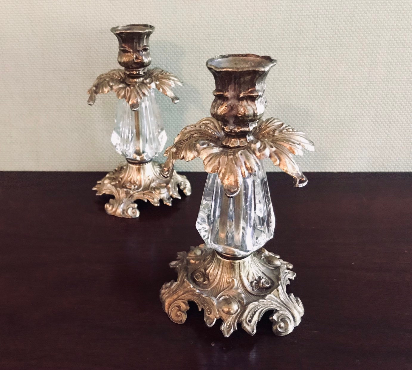 Hollywood Regency candlestick holders, Baroque Style candlestick holder