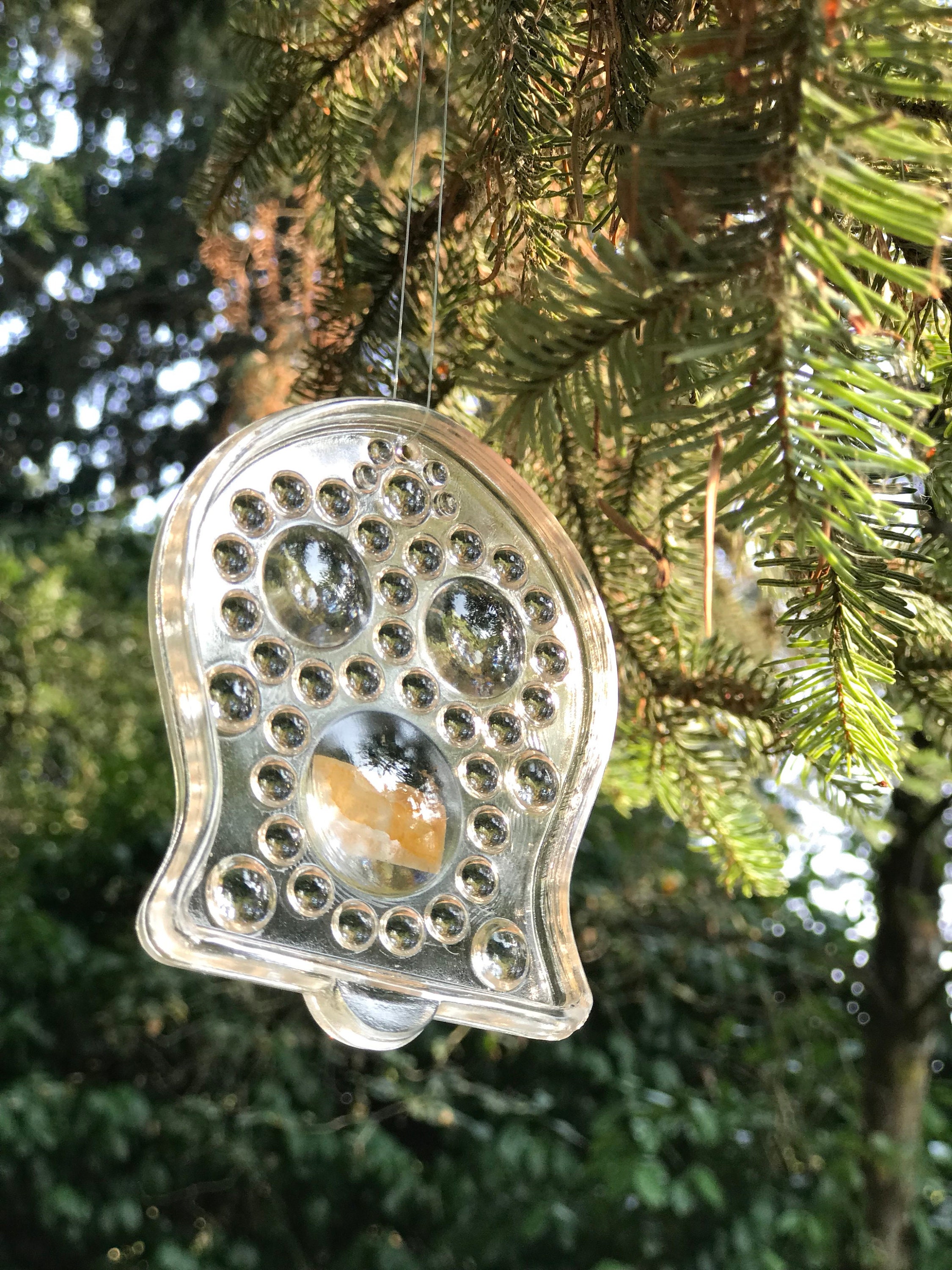 Vintage Hadeland Crystal Ornament, Made in Norway, Bell shaped ornament, Glass Chrismas Ornament