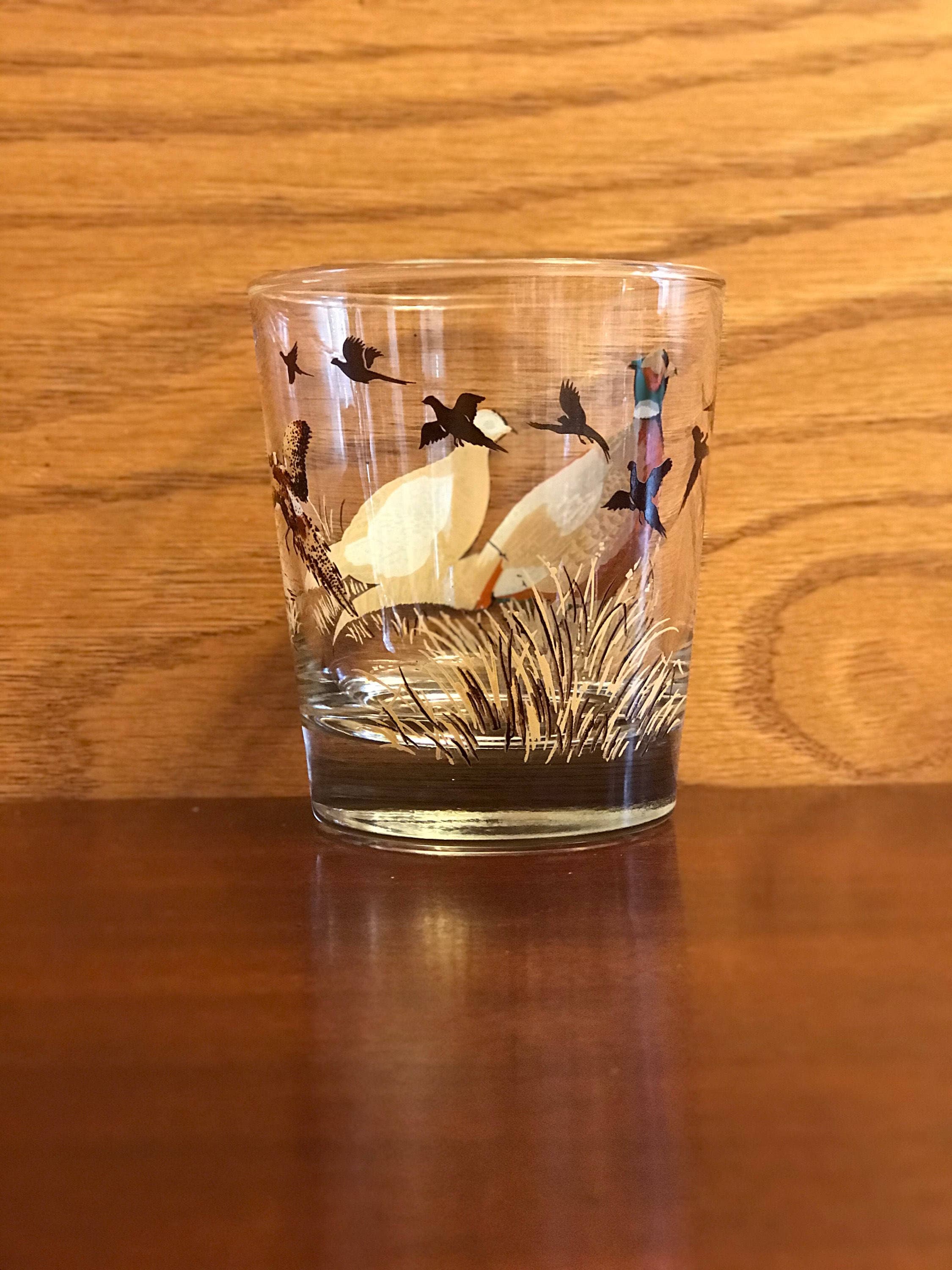 Pebbled Rocks Glasses / Vintage Pheasent Pebbled Rocks Glasses Set of 8 /  West Virginia Pheasant Glass Set / Pebbled Rock Drinking Glass Set 