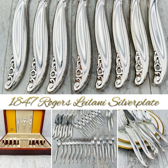 Vintage Silverware Set, Roger’s Leilani Service for 8, Silverware chest, Collectible flatware Set