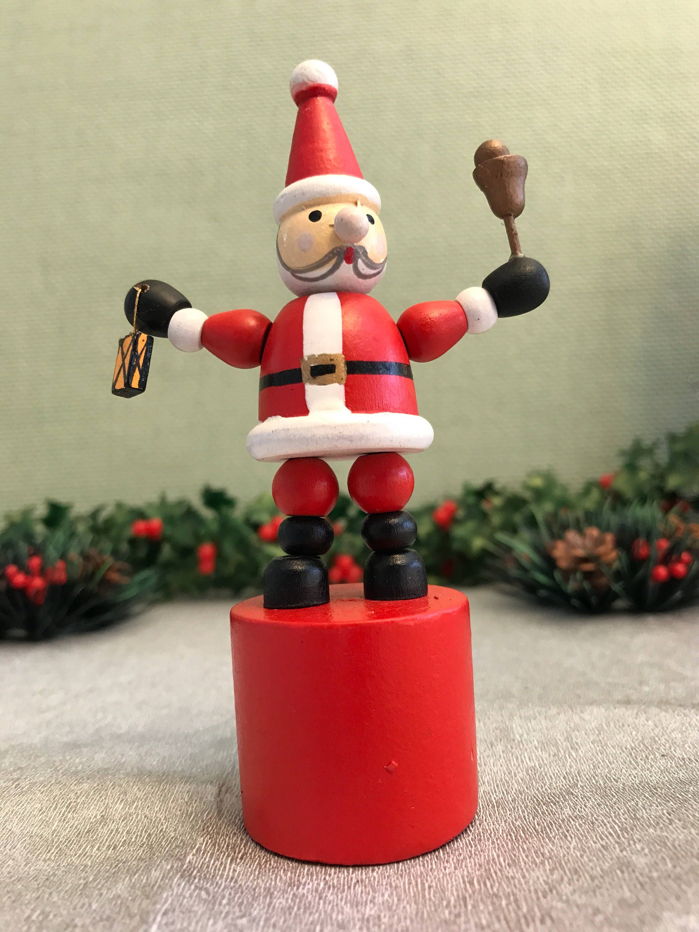 santa claus wooden puppet push mytravelingboutique figurine collectible