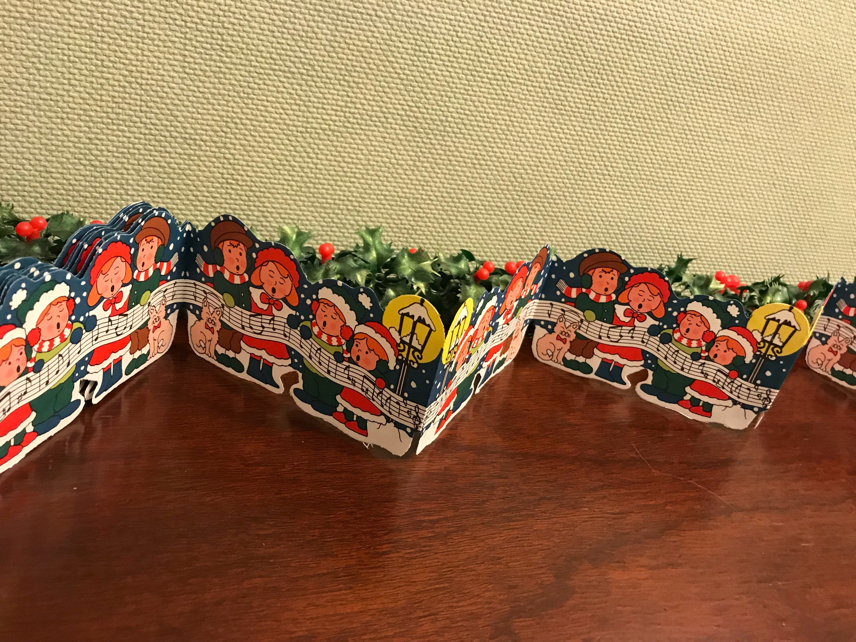 Vintage Christmas Carolers Paper Garland, Party Garland Christmas Decor
