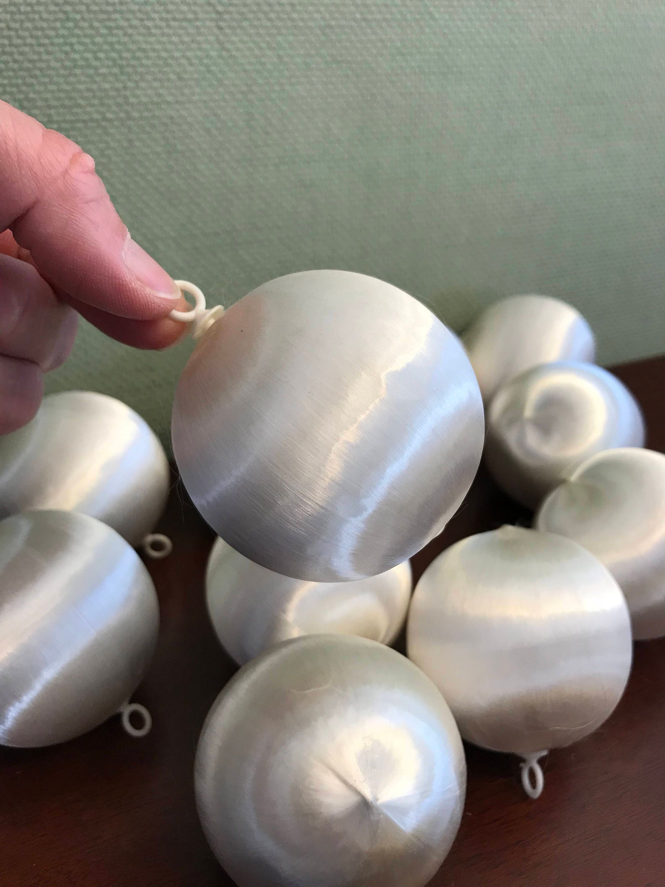 Vintage Shiny Brite Tree Ornaments, White Satin Ball ornaments