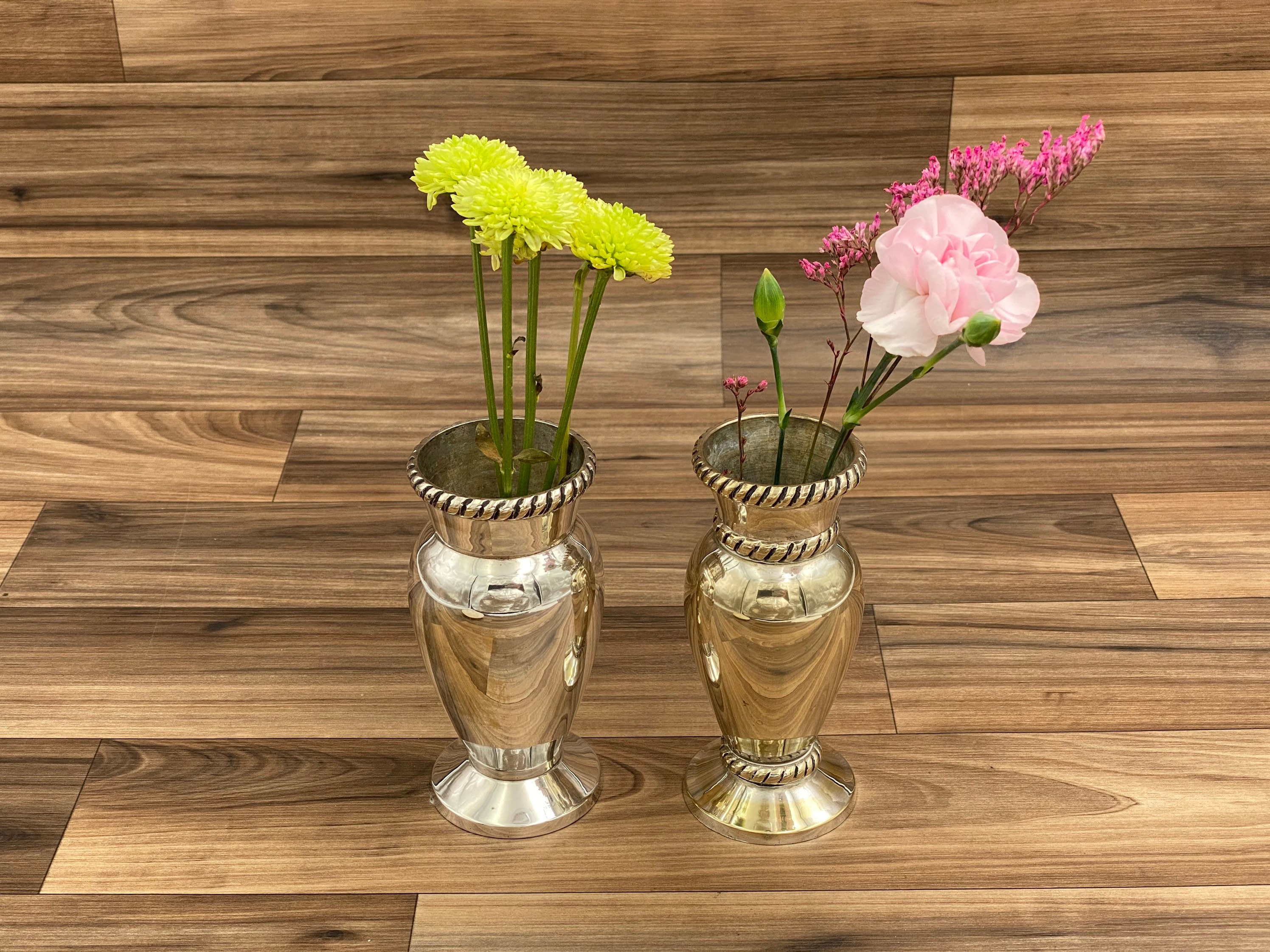 Small Silver Vases, Vintage Silver plated Bud vases by Pottery Barn