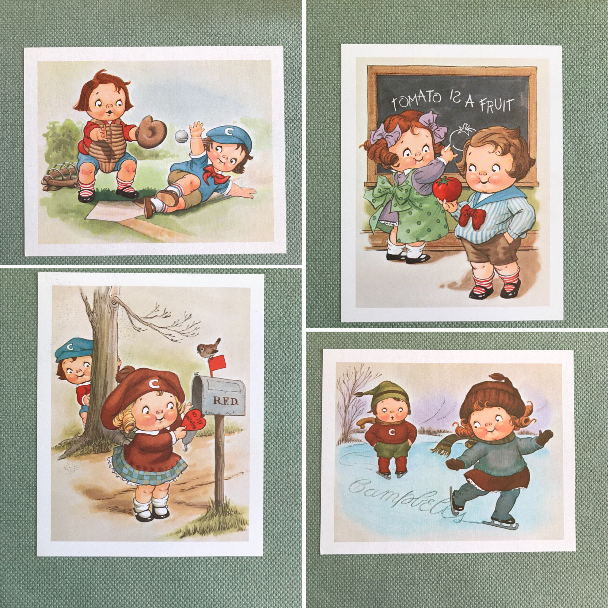 Campbells Kids Four Seasons Prints, Campbells soup collectible, Vintage ...