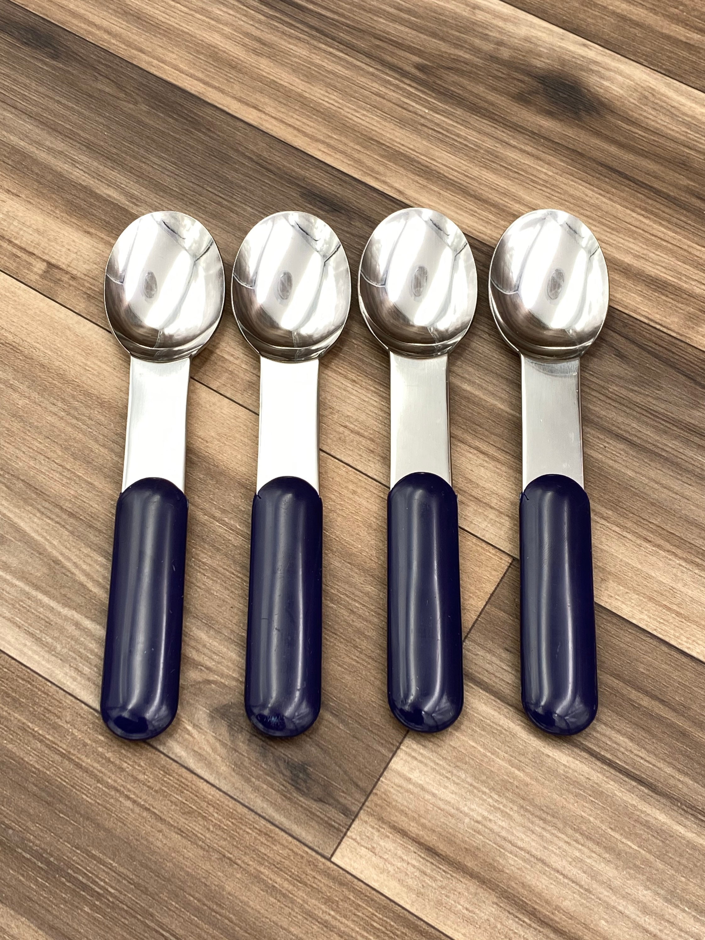 Vintage Flatware set Stainless Steel with Blue Plastic Handles Picnic