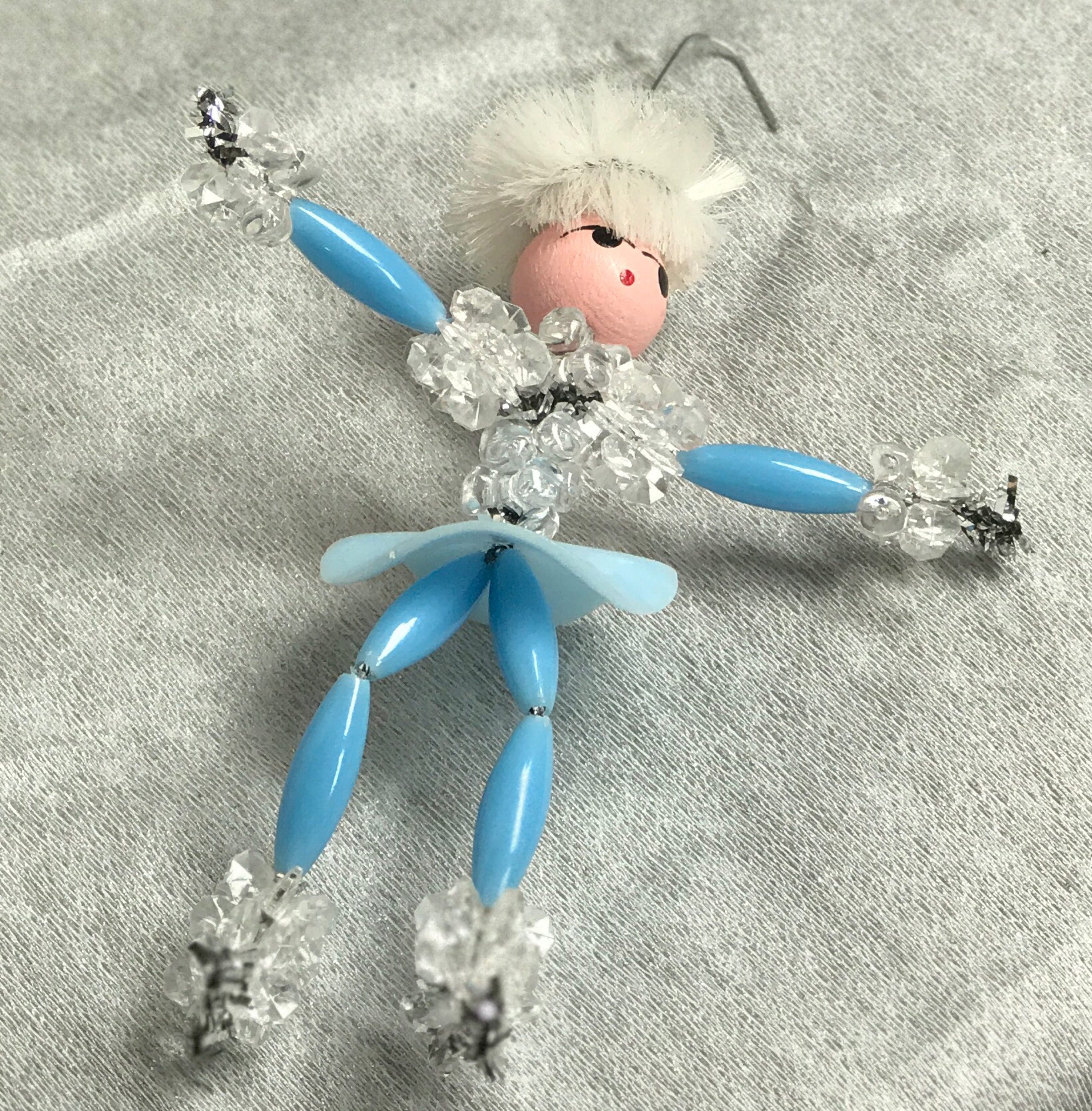 Vintage Ice Skater Christmas Ornaments, 1960s Beaded Christmas