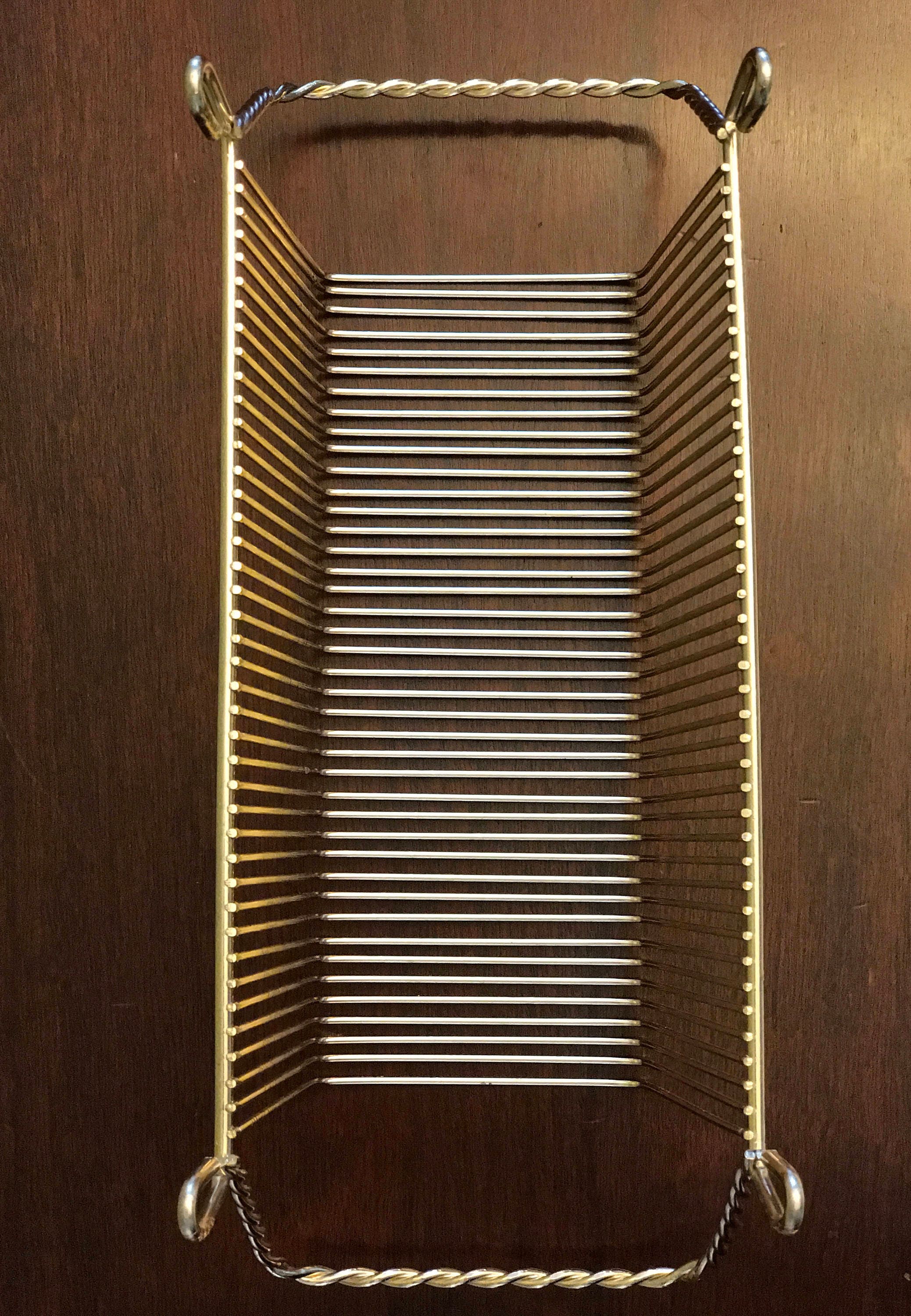 Mid Century Record Stand, Gold wire record organizer, Vintage 45 RPM ...