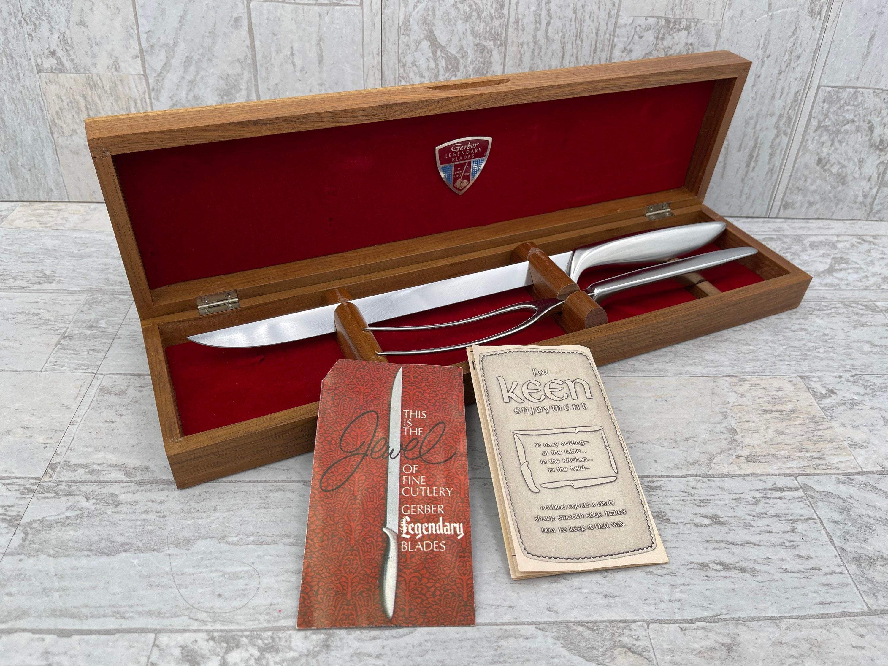 Vintage Gerber Legendary Knives, Mid century Modern Stainless Steel