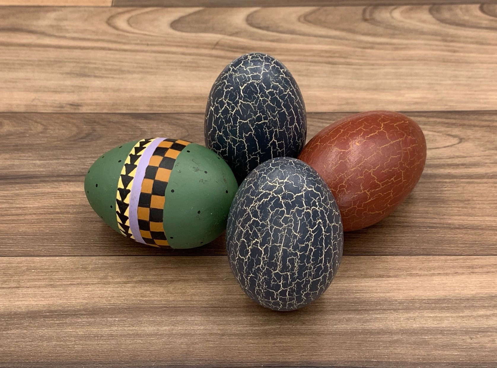 Painted Wooden Eggs, Rustic Farmhouse Decor, Country Kitchen