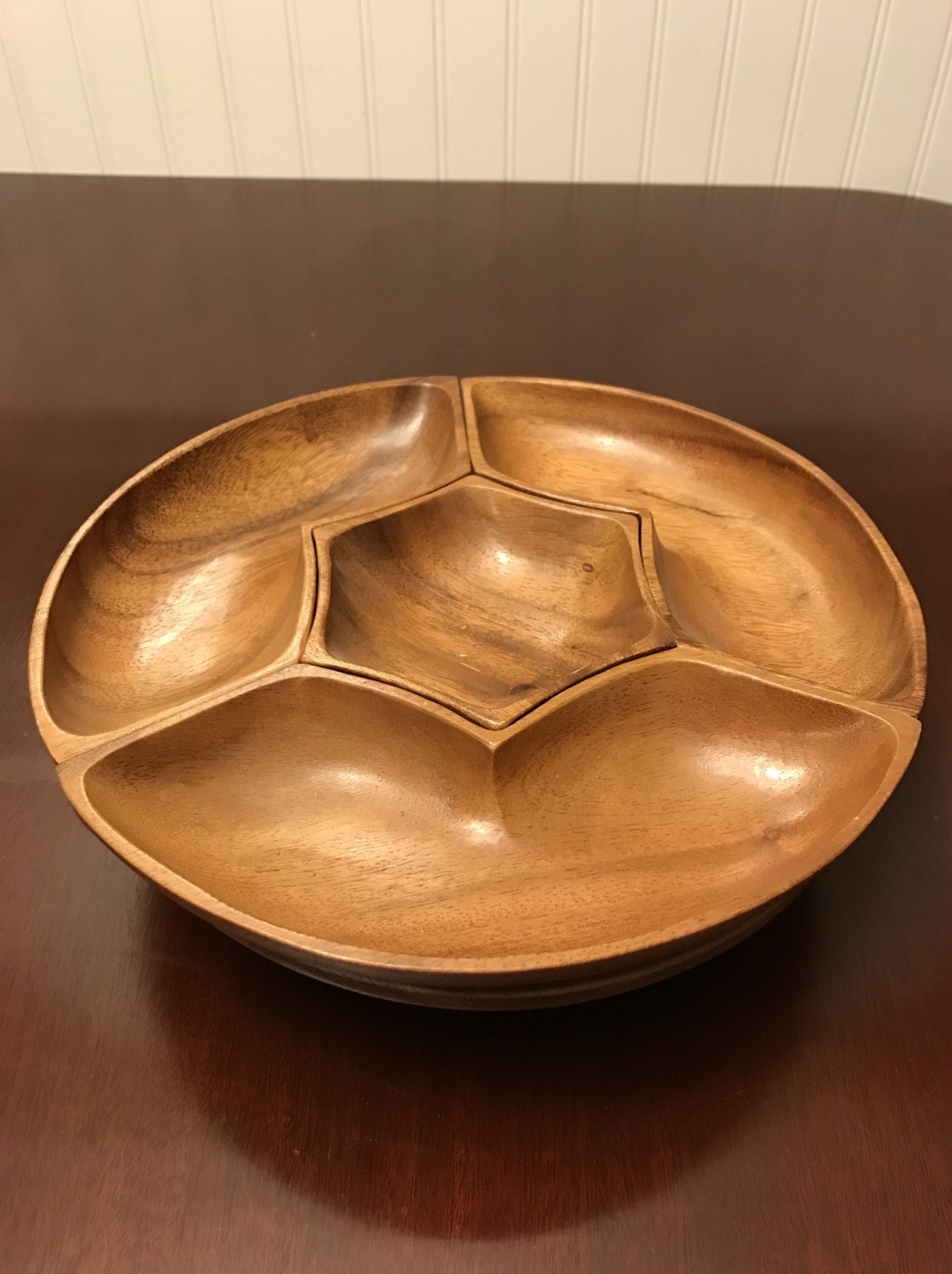 Vintage Wood Condiment tray, Solid Wood, Lazy Susan Matching condiment