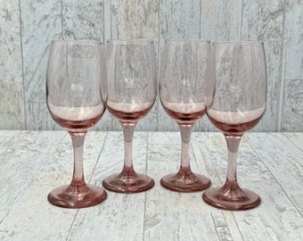 Vintage Libbey glassware, pink goblets drinkware set of 4