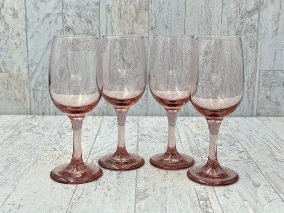 Vintage Libbey glassware, pink goblets drinkware set of 4
