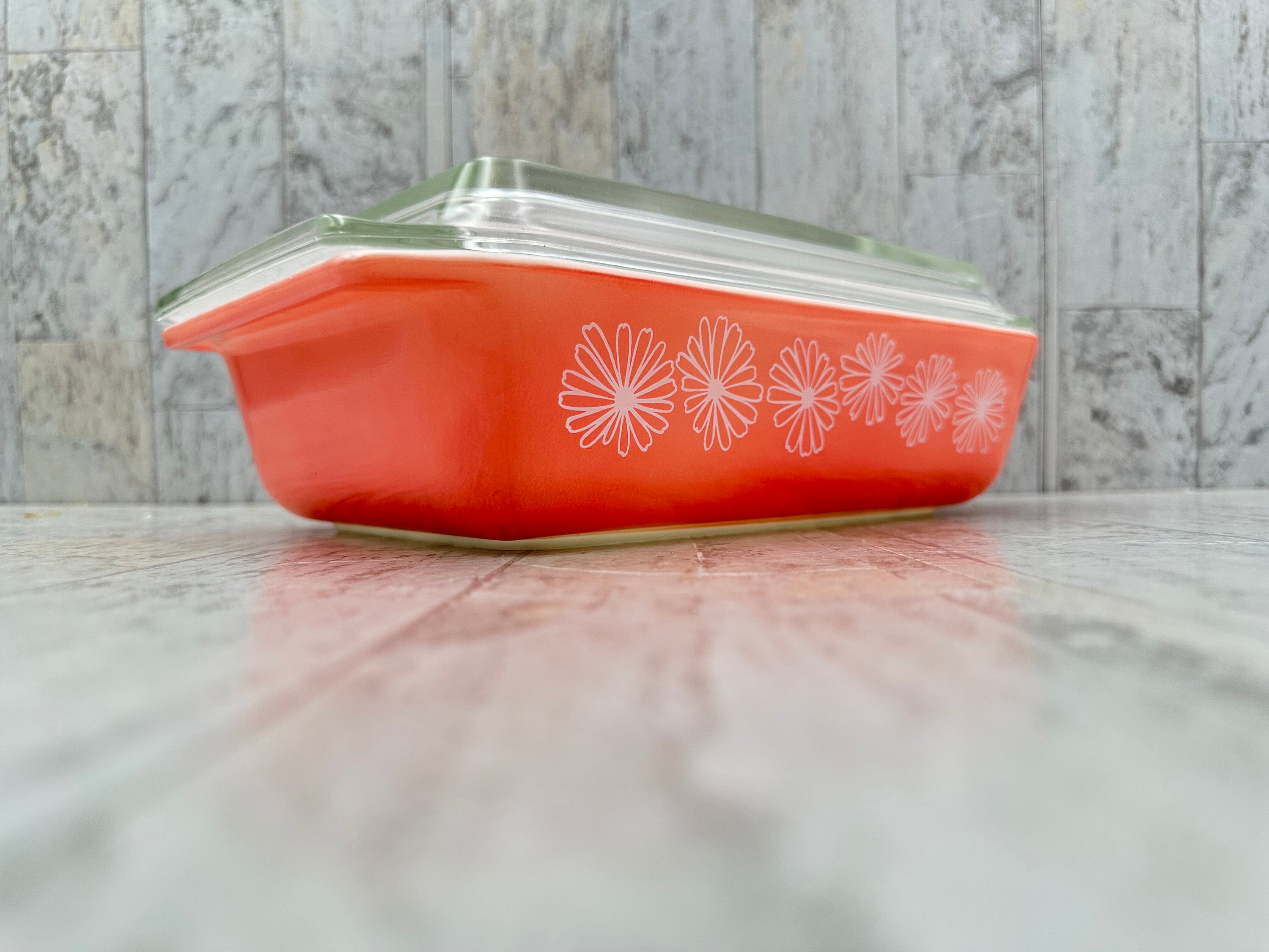 Pink daisy pyrex casserole discount