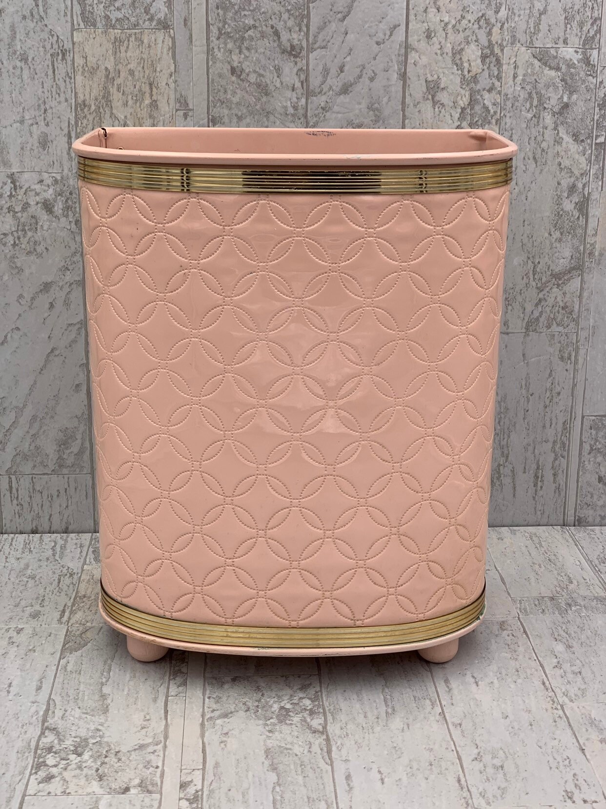 Vintage Pink Bathroom set, Shabby Chic Bathroom, Bathroom waste basket