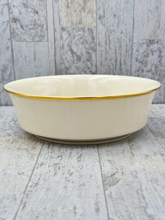 Lenox Eternal China, round Vegetable serving Bowl, Footed Gold, Luxury Dinnerware