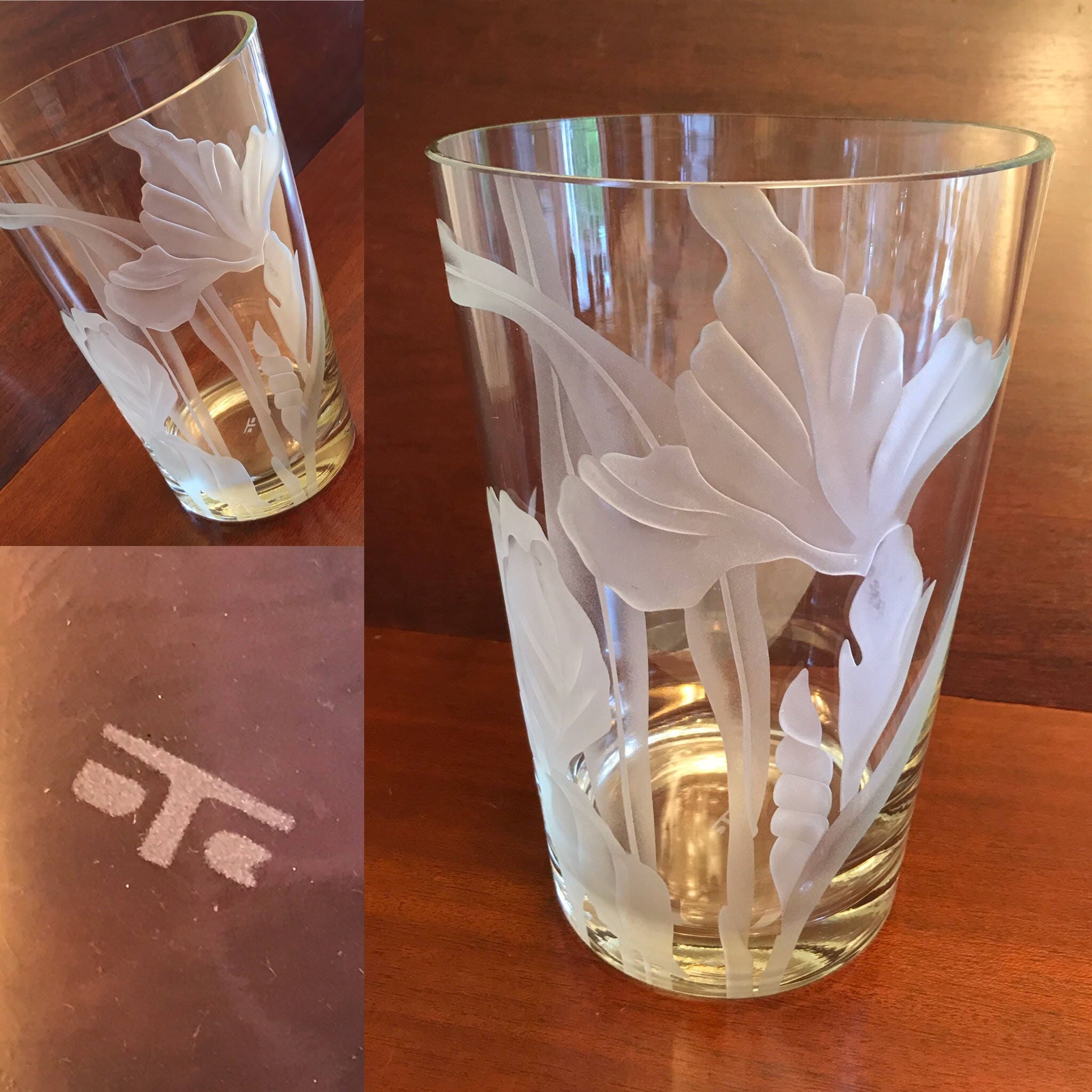 Dorothy Thorpe Vase, MidCentury Iris Design, signed Dorothy Thorpe