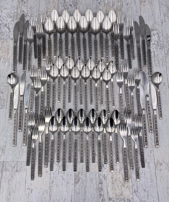 MCM Stainless Flatware set, Large Service for 12, Vintage Silverware Set, Gift for her