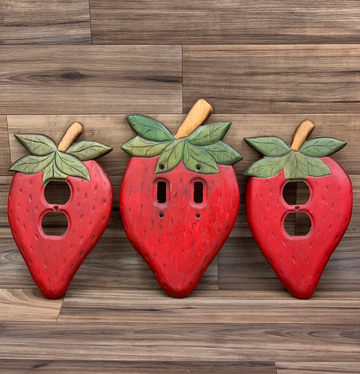 Strawberry Switch Plate cover, Handmade outlet cover, Fruit wall Decor