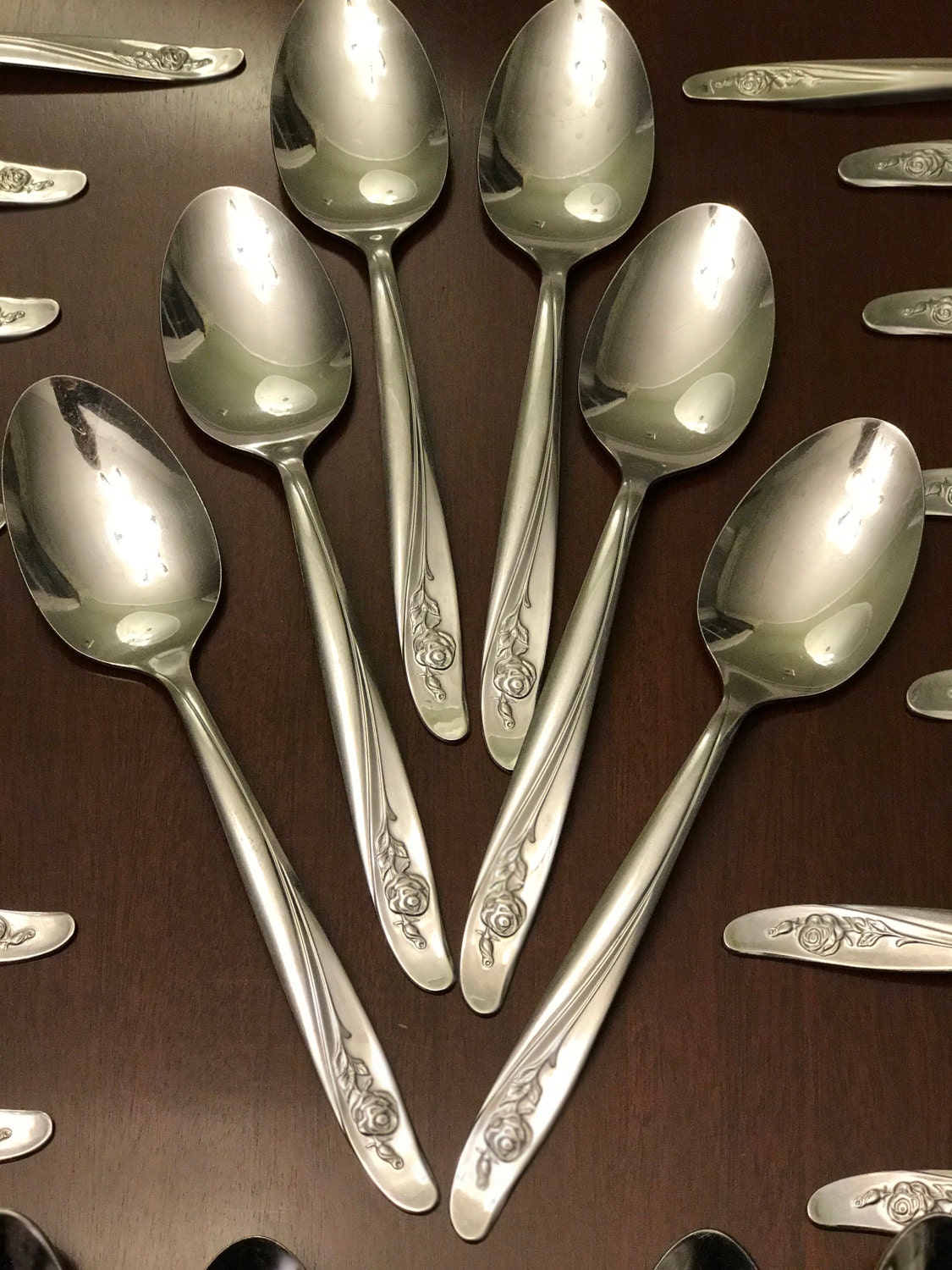 Vintage Oneida Roseanne stainless flatware, elegant Rose design