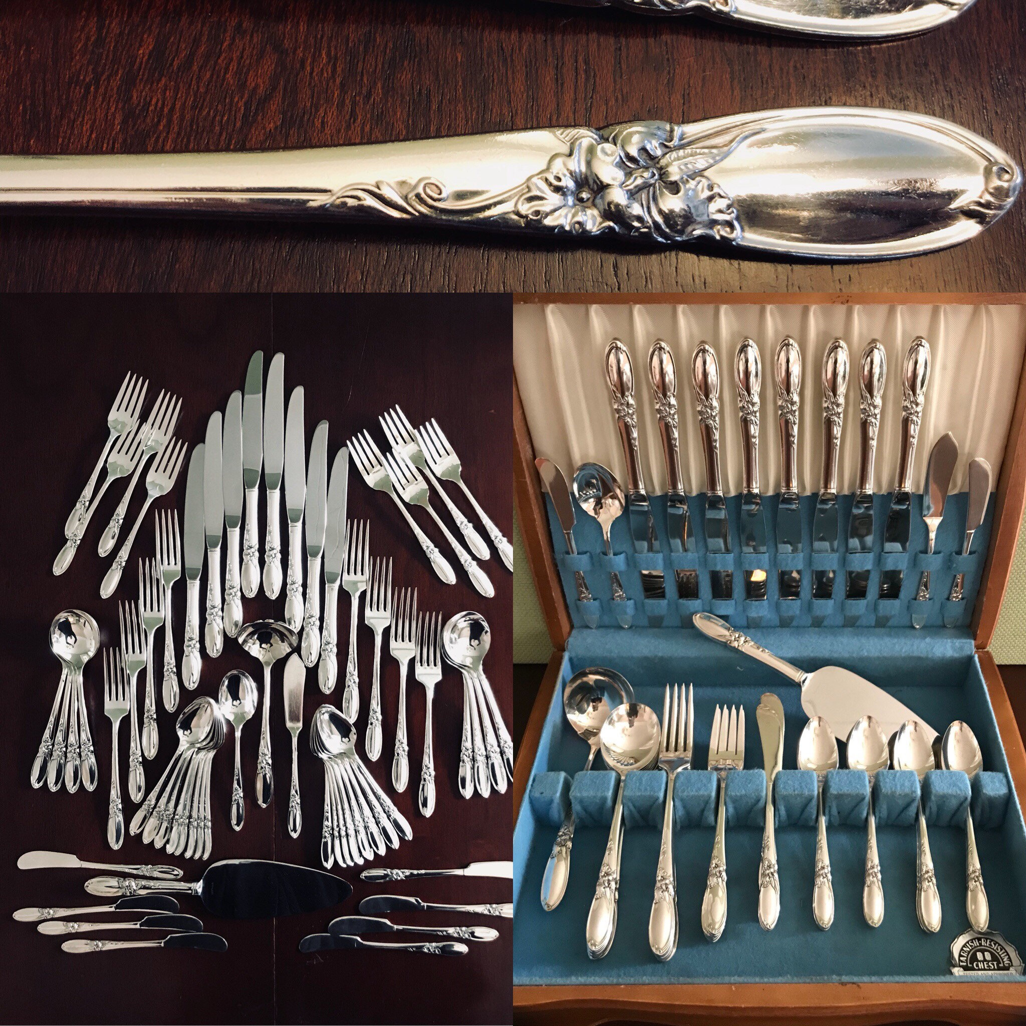 Oneida White Orchid Set of 4 Salad Forks Community Silverplate Flatware 1953 