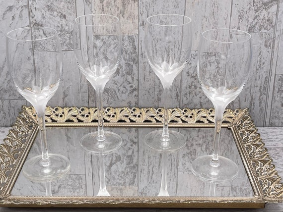 Lenox Atrium Crystal Glasses, Set of 2 Wine glasses, Vintage Drinkware, Luxury Glassware