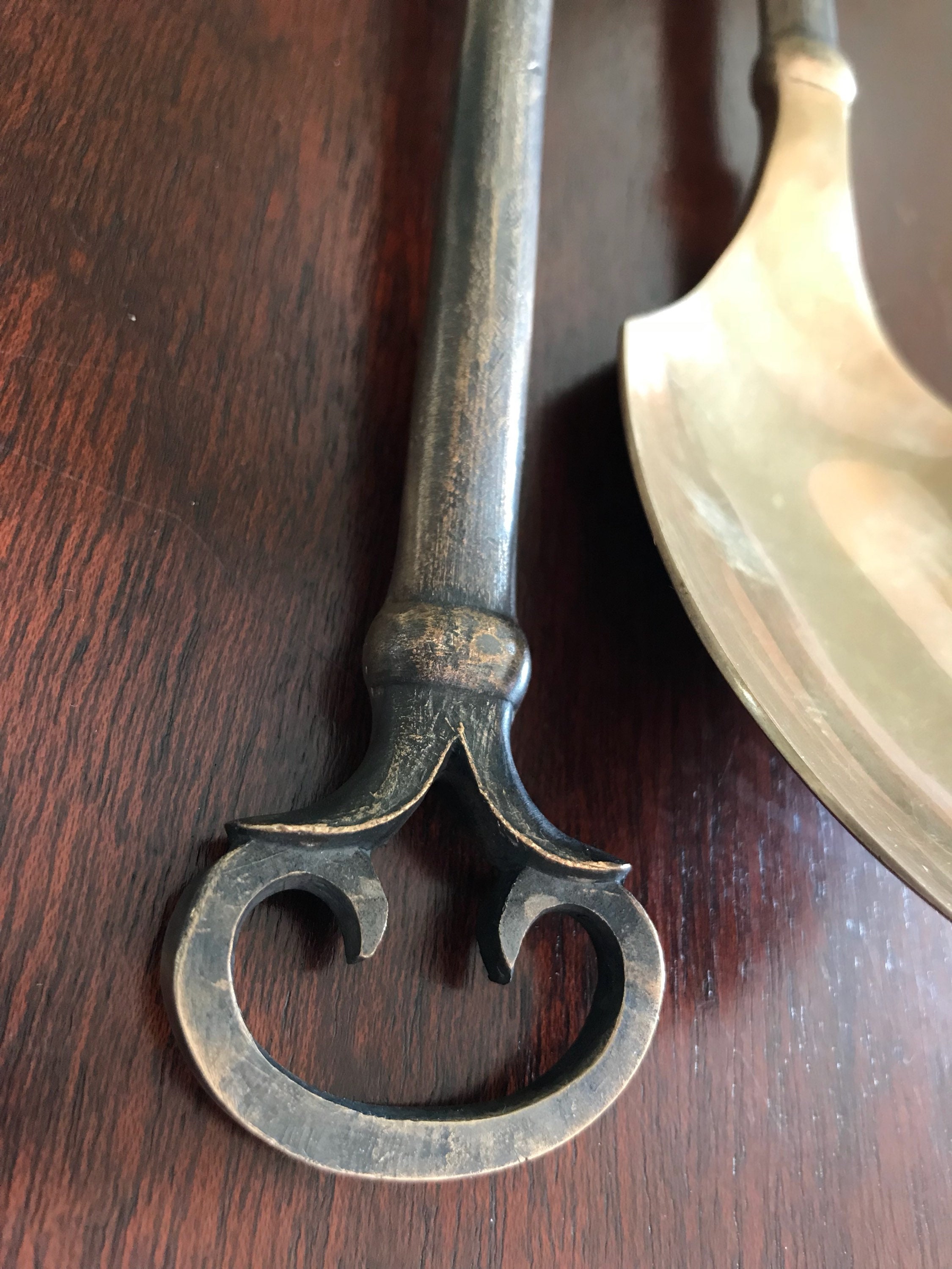 Pottery Barn Keys Serving set, Bronze fork and spoon Flatware serving