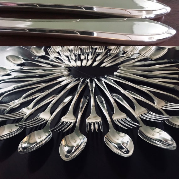 Vintage Flatware Set with Silverware Chest, Service for 8, serving Set Luxury Wedding Gift