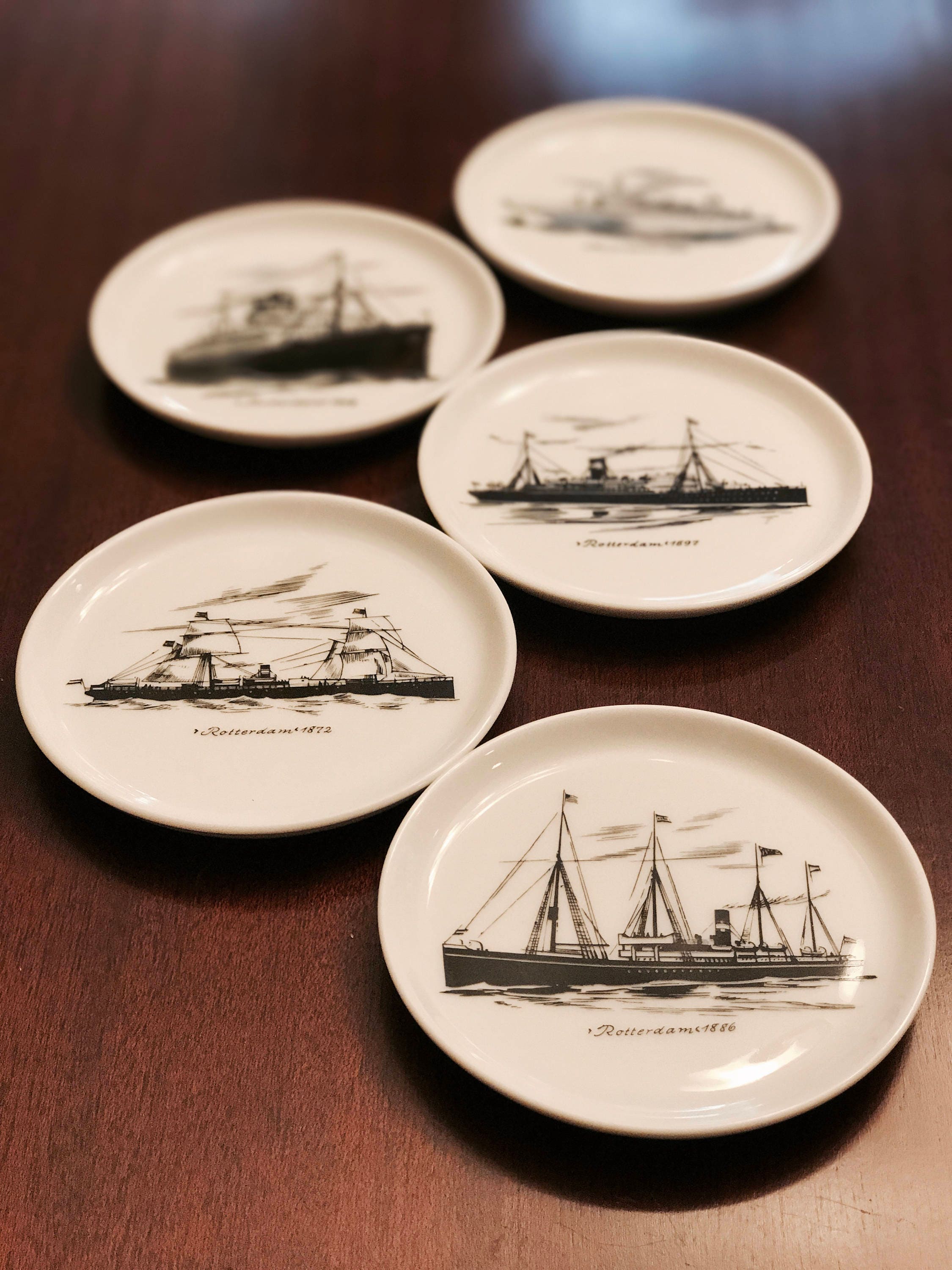 MidCentury Nautical ship Coasters by Fürstenberg Keramik, set of five