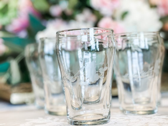 Vintage engraved glass cup with short and tall sizes for wedding