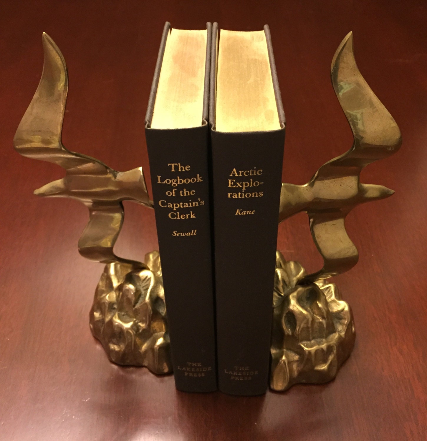Seagull BOOKENDS Brass in Very Good Vintage condition