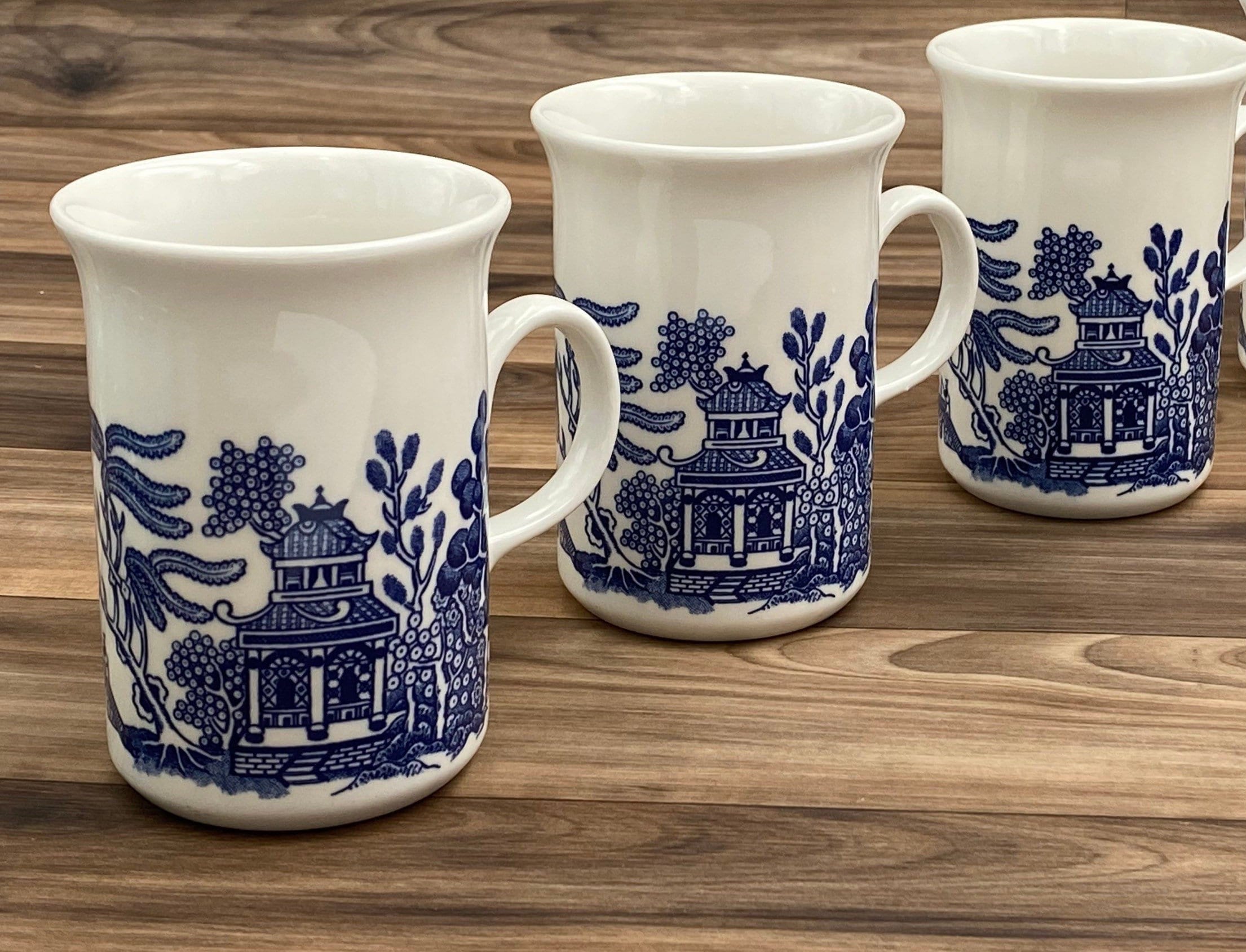 Blue Willow Dishes, Delft Blue, Porcelain Chinaware, Unique Cool Coffee Mugs Calamityware: Things Could Be Worse (Set of 4), Single 12-oz Mug