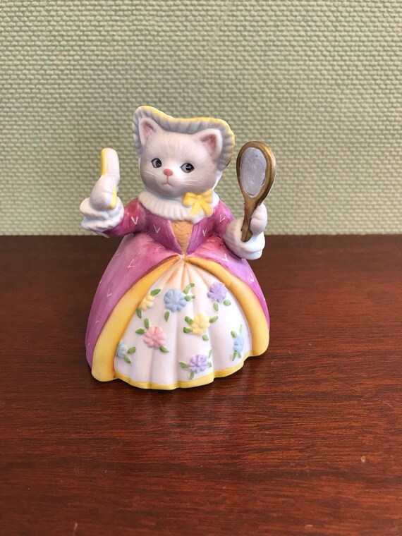 Porcelain Priscilla Cat Figurine, Jealous Stepsister, Kitty Cucumber Collectible Figurine, anthropomorphic Cat Figurine, Cinderella Series