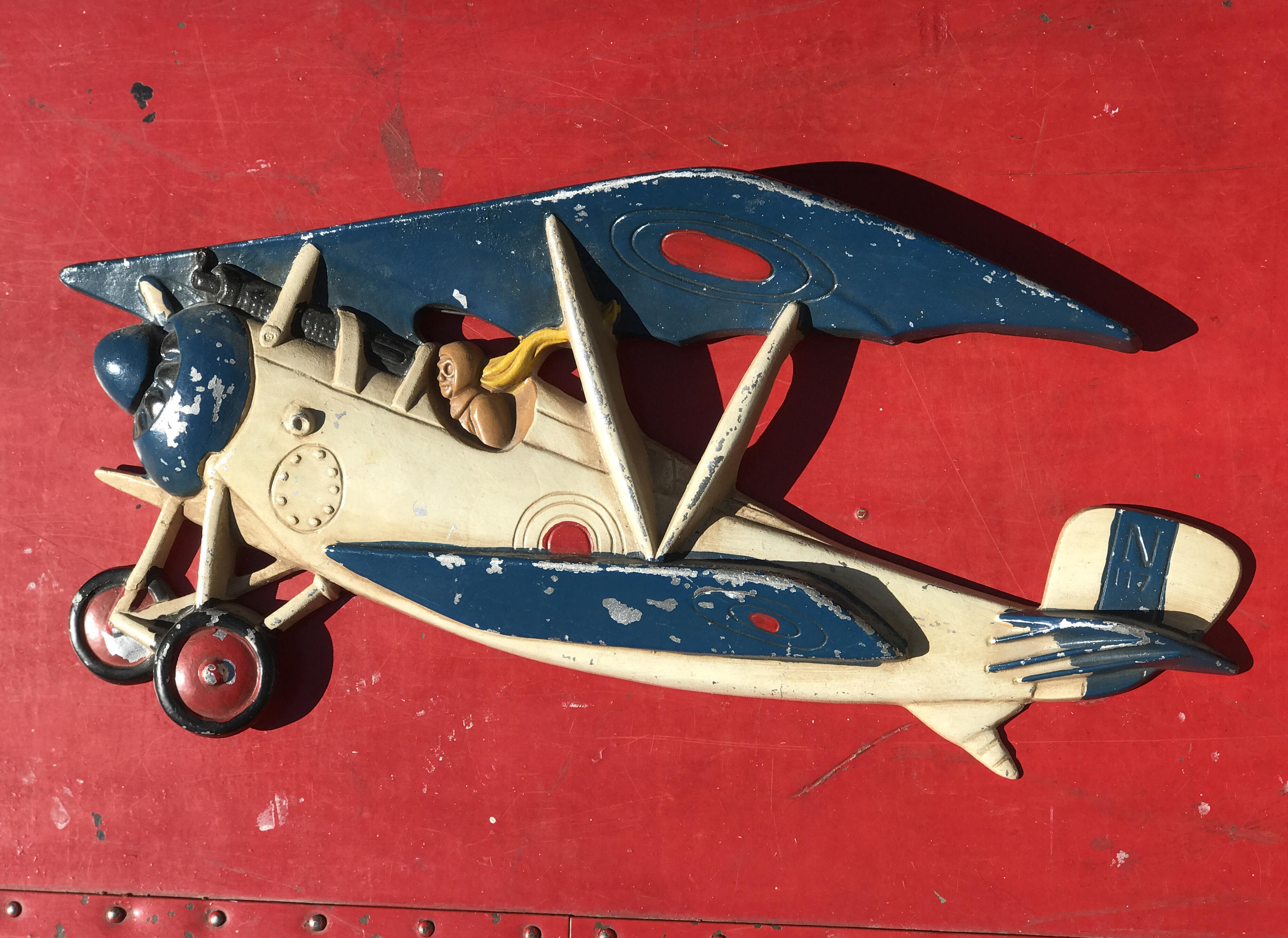 Vintage British Airplane Wall Decor, WW1 British Biplane Wall Hanging