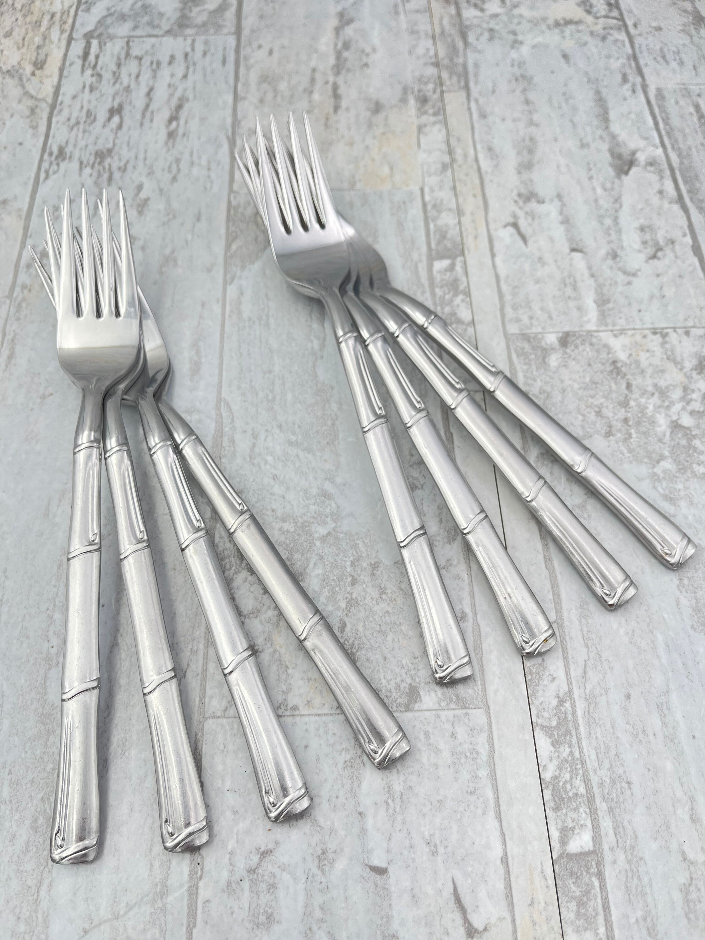 Vintage Stainless Flatware set, Bamboo Pattern, National Stainless