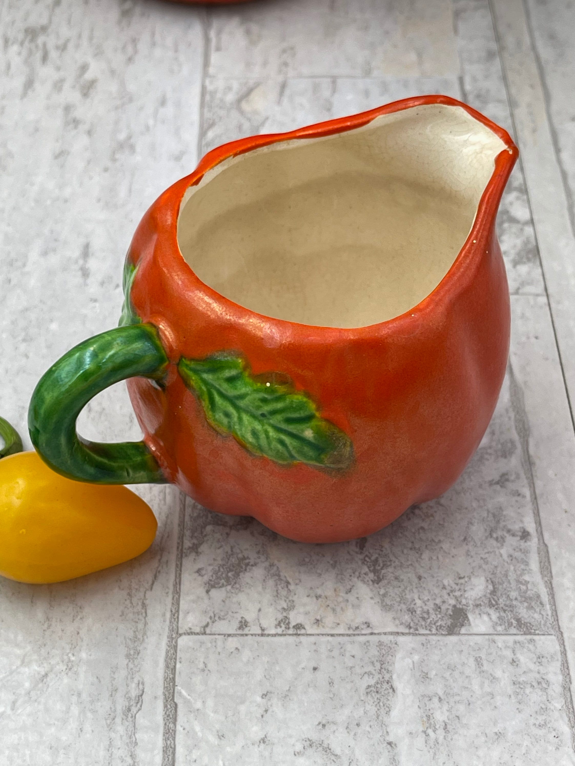Vintage ceramic Tomato Creamer pitcher, MARUHON Ware made in Japan