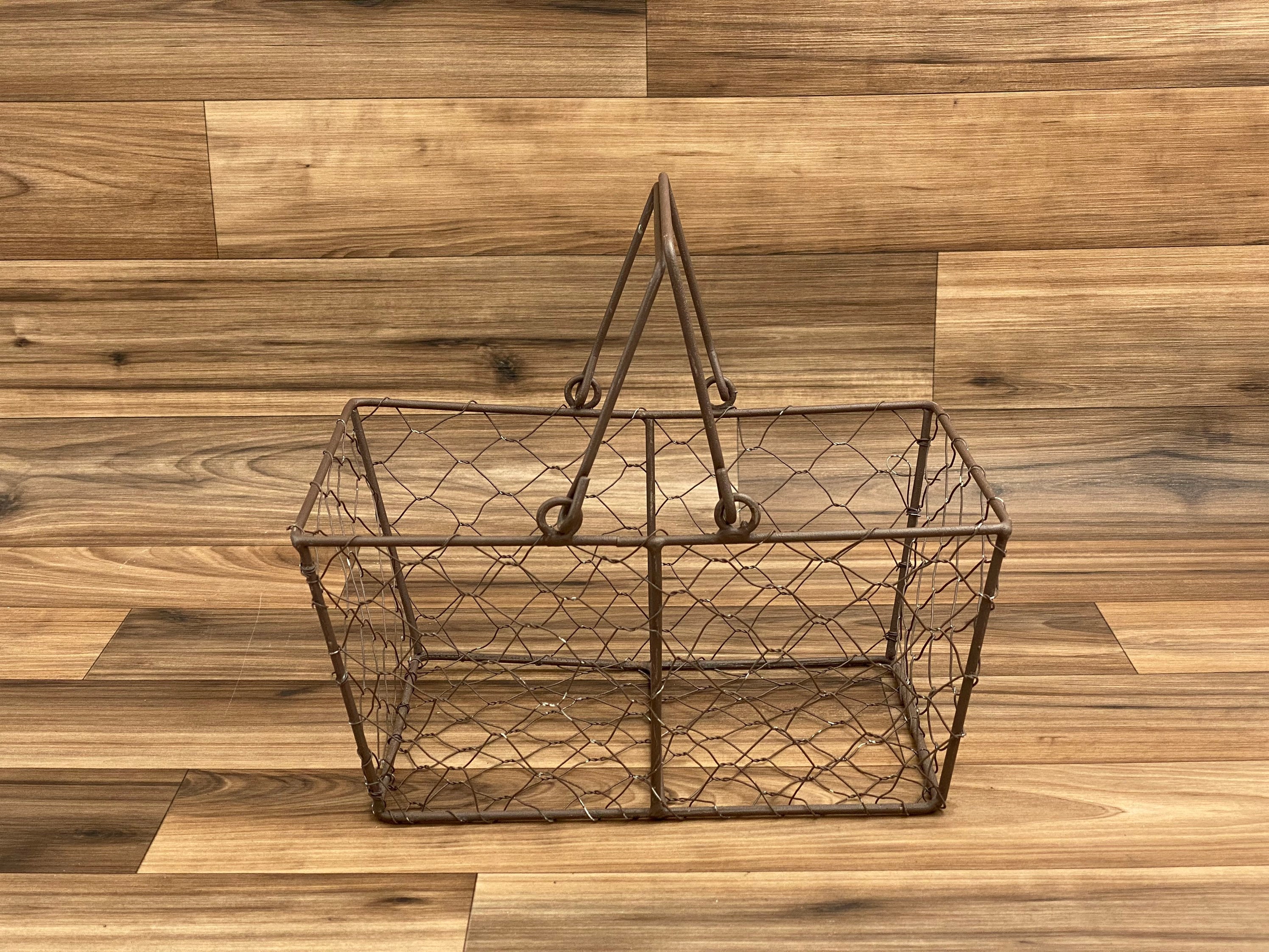 Vintage Wire Basket with handles, Chicken Wire Egg basket, Rustic
