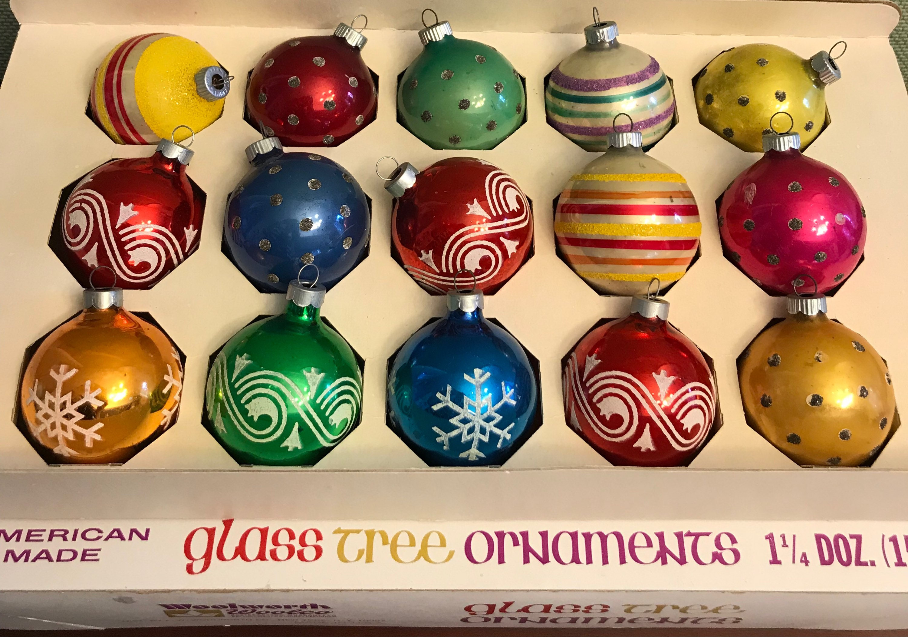 Vintage Glass Tree Ornaments, Woolworths Glass Ball ornaments, Christmas Ball ornaments, set of
