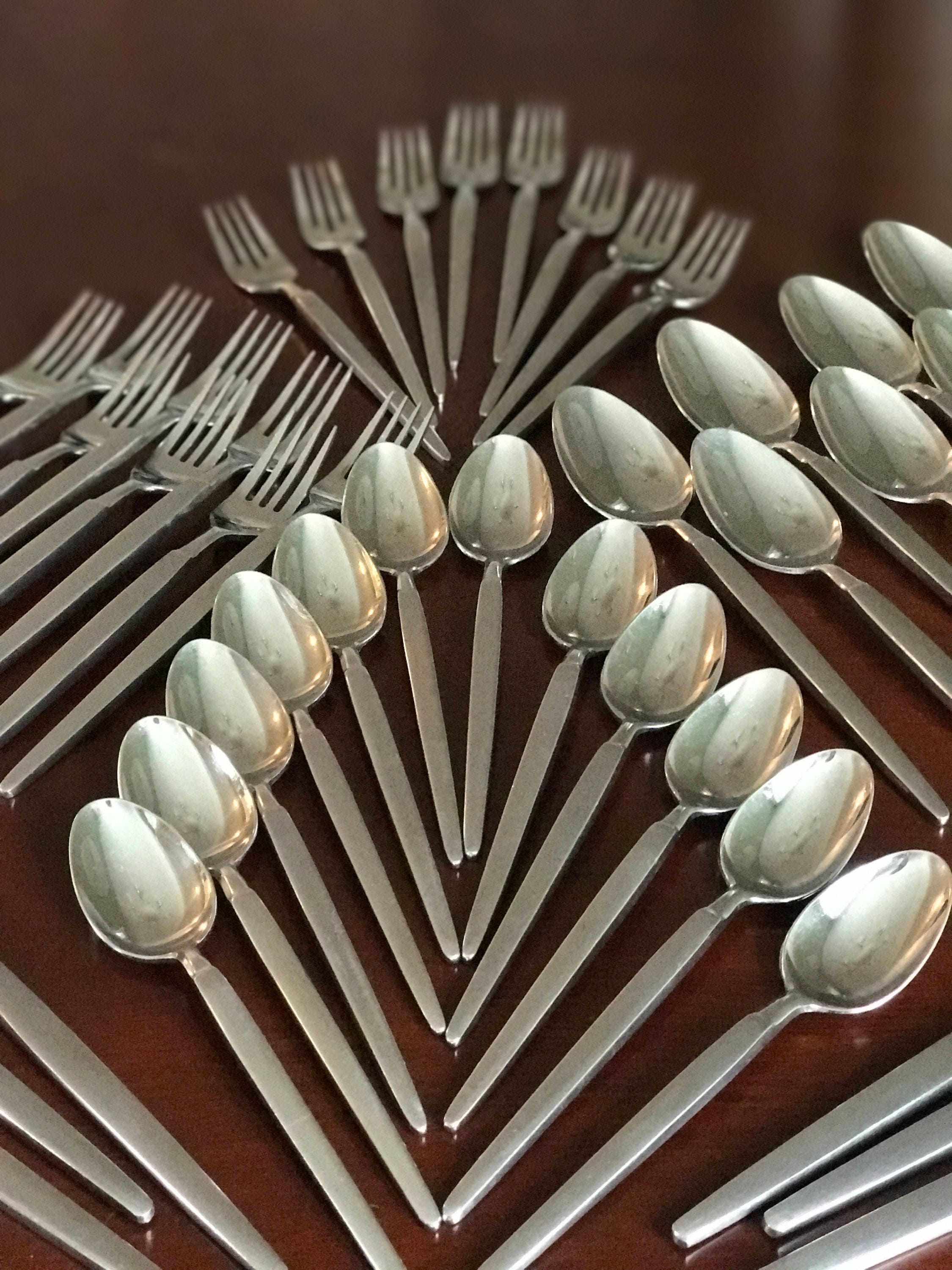 MidCentury Modern Astro Stainless Flatware by Stanley Roberts. Service