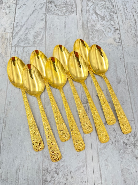 Vintage Gold Plated Flatware Set: Cellini Romanesque Rose, Service