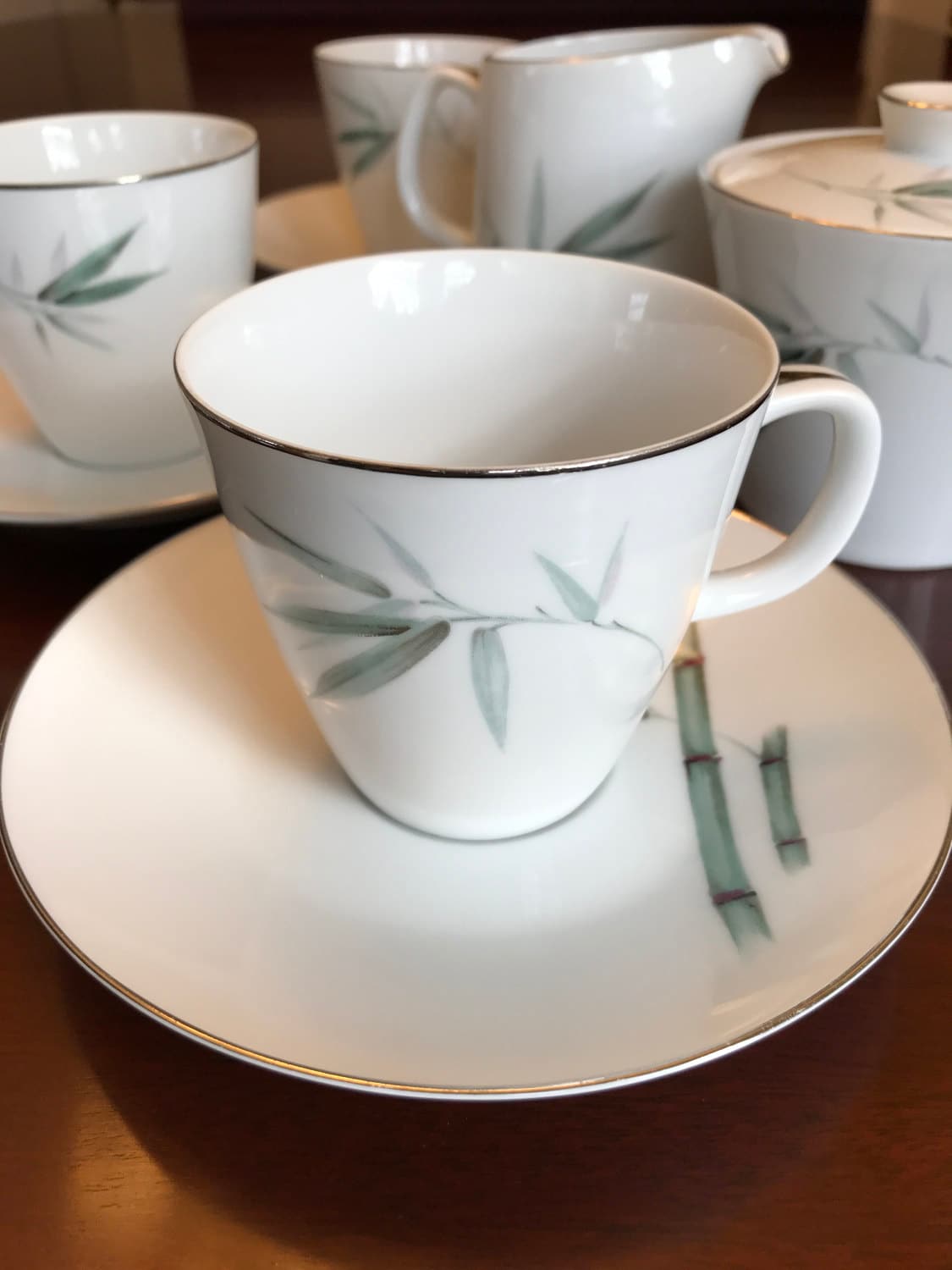 Vintage Tea Set Sango Bamboo Fine China, MidCentury Asian Fine China