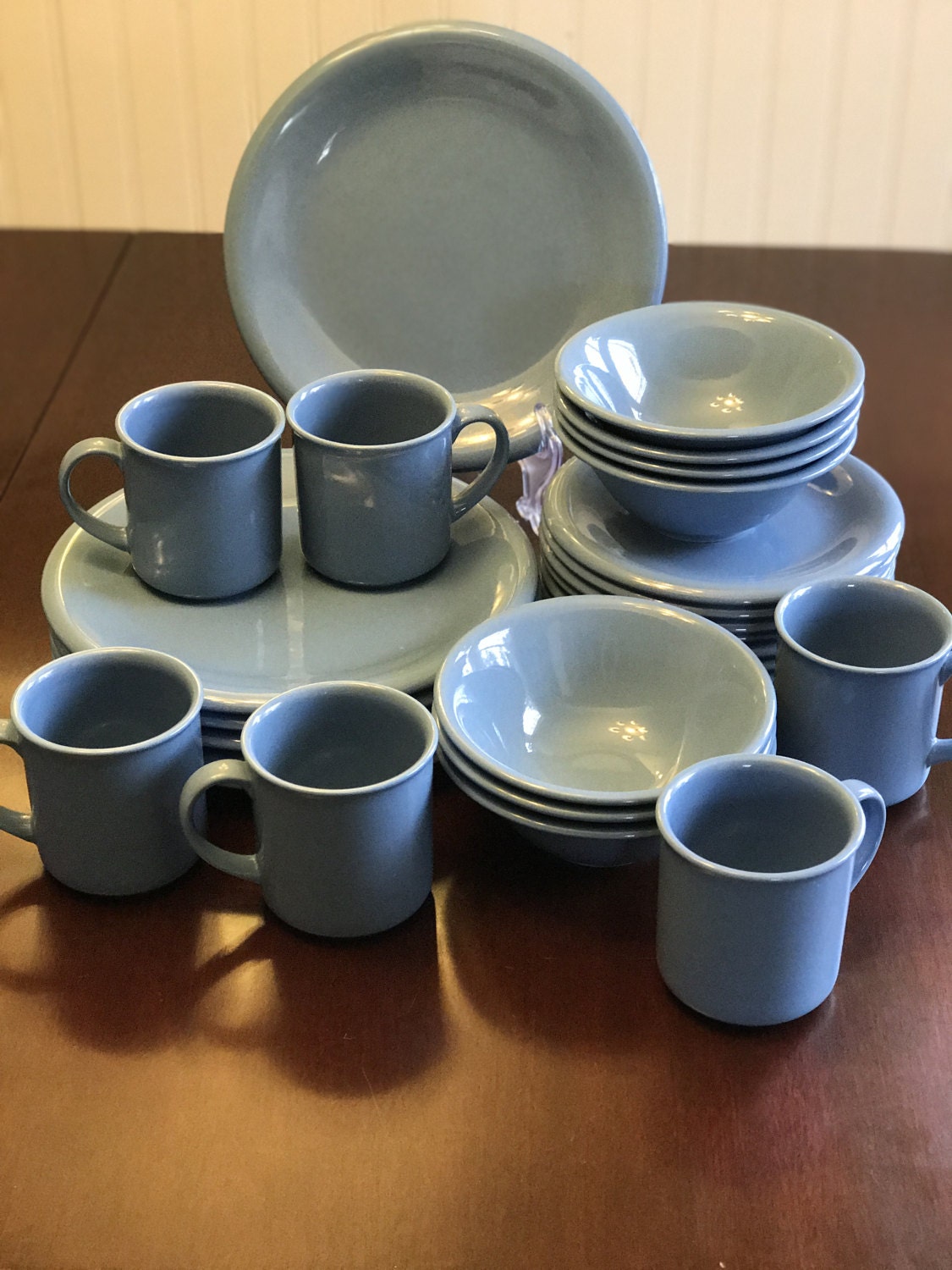 Vintage Stoneware Dishes, Baker Hart Stuart, Stoneware dish set, Country Blue, Cottage Chic