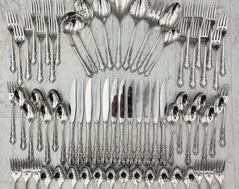 Vintage Oneida Shelley Flatware Set for 12: Stainless Silverware Chest