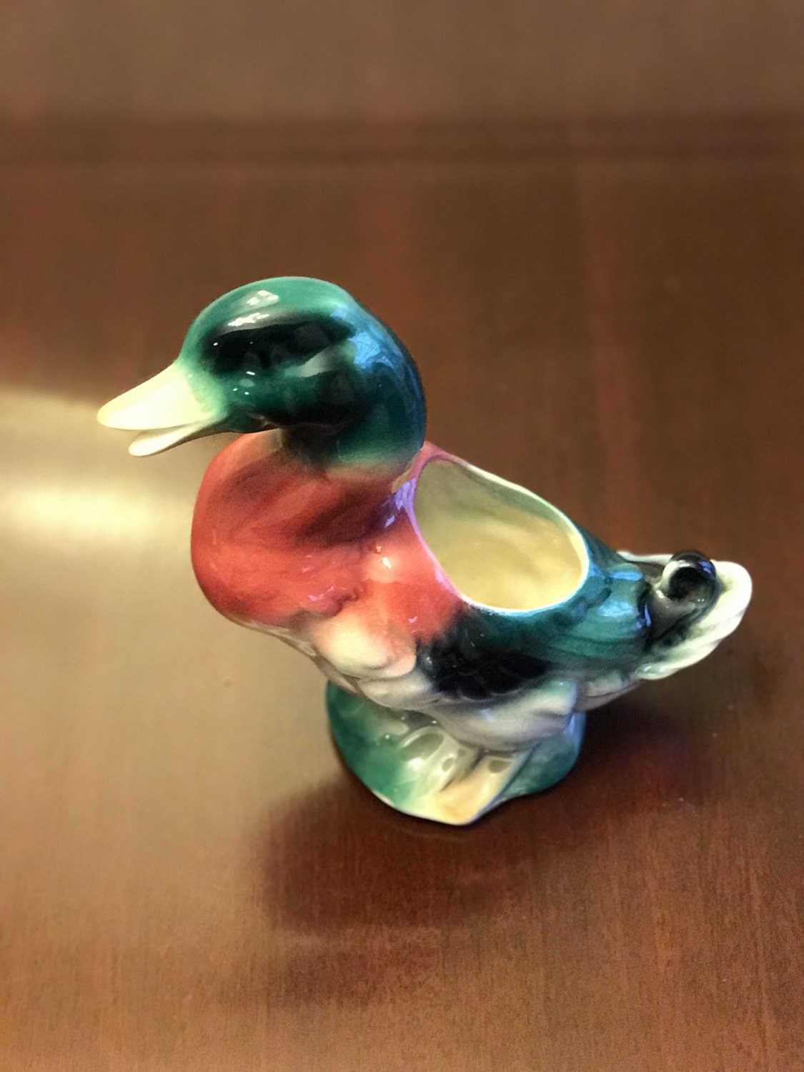 Handpainted Mini Ceramic Duck Flower Pot from Guatemala