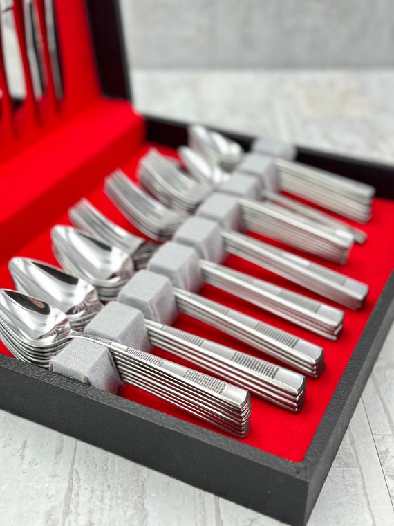 Vintage Stainless Flatware Set, Stanley Roberts Nirzanna Pattern, Service for 8 Silverware set, Wedding gift