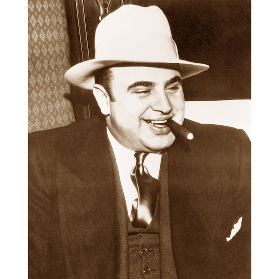 Scarface Al Capone With Cigar - Quality Reprint of a Vintage Photo