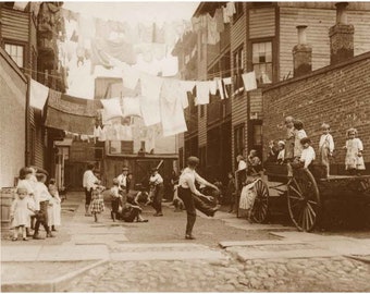 Stickball in the Alley - Quality Reprint of a Vintage Photo