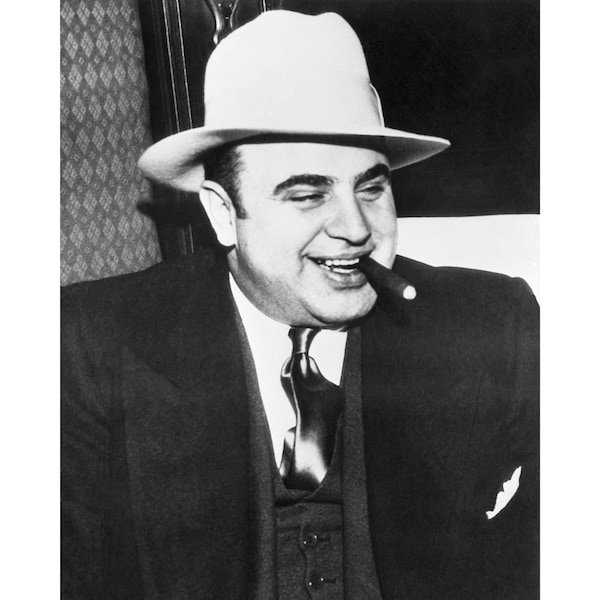 Scarface Al Capone With Cigar - Quality Reprint of a Vintage Photo