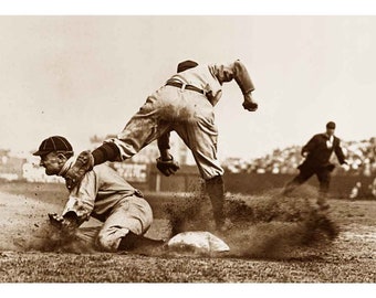 Ty Cobb Slides Into Third - Quality Reprint of a Vintage Photo